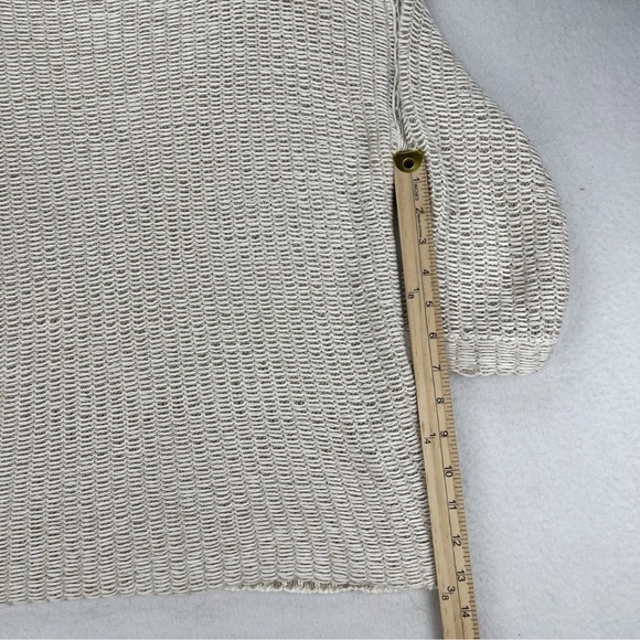 Eileen Fisher Open Knit Sweater Boxy Top Bone Organic Cotton/Linen Small - Picture 9 of 10